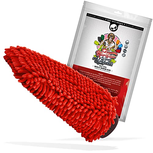 Nuke Guys XL Chenille Waschhandschuh - Auto Wasch Handschuh aus Ultra sanften Mikrofasern - Microfiber Wash Mitt - Für eine fusselfreie und kratzerfreie Autowäsche - Rot von Nuke Guys