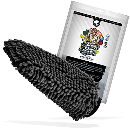 Nuke Guys XL Chenille Auto Waschhandschuh - Wasch Handschuh aus Ultra sanften Mikrofasern - Mikrofaser Waschschwamm - Für eine fusselfreie und kratzerfreie Autowäsche - Schwarz von Nuke Guys