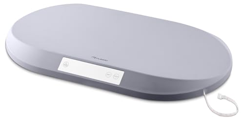 Nukido Babywaage Wiegeschale Baby Waage 40 kg Tragkraft 5 Gramm Genauigkeit Tara Holdfunktion Integrierte Messskala Grau von Nukido