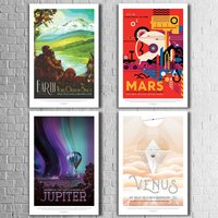 4Er Set Kunstdruck Poster A3 „Planeten" Weltraum Nasa Space Jpl Erde Science Bild von NukularDesign
