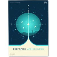 Kunstdruck Poster A3 „Deep Space Atomic Clock Blue" Weltraum Nasa Jpl Erde Science Bild Gemälde von NukularDesign