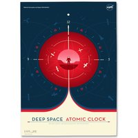 Kunstdruck Poster A3 „Deep Space Atomic Clock Red" Weltraum Nasa Jpl Erde Science Bild Gemälde von NukularDesign