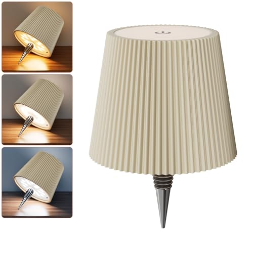 Nulmvic Flaschenlampe LED Aufladbar - 5200mAh Tischlampe Kabellos Dimmbar 3 Farben - Flaschenlicht Touch Control IP54 Spritzwassergeschützt für Innen Außen Familie Restaurant Bar (Khaki) von Nulmvic