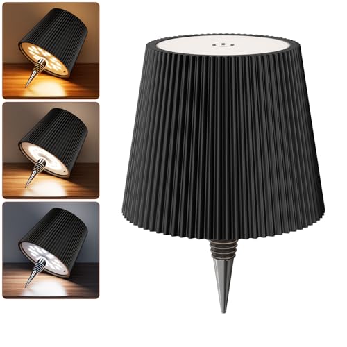 Nulmvic Flaschenlampe LED Aufladbar - 5200mAh Tischlampe Kabellos Dimmbar 3 Farben - Flaschenlicht Touch Control IP54 Spritzwassergeschützt für Innen Außen Familie Restaurant Bar (Schwarz) von Nulmvic