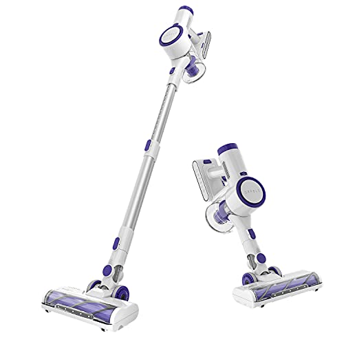 Nulzun Akku Staubsauger, 20000Pa, Leicht Kabelloser mit Wandhalterung & LED Bürste, Bis zu 40 Min, Ultraleiser Akkusauger für Hartböden Teppich Tierhaare von Nulzun