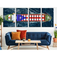 Boot-Wand-Kunst Puerto Rica Flagge Wand Kunst Schiff Kunstdruck Luftbild Meer Leinwand Landschaft Wandkunst Poster von NumberOneUA