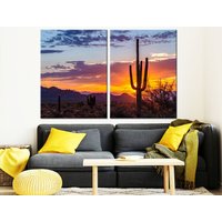 Kaktus Wand Kunst Wüste Sets Arizona Druck Sonnenaufgang Leinwand Berge Poster Sonnenuntergang Farbe Wandkunst Phoenix von NumberOneUA
