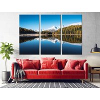 Schnee Bedeckt Berge Wand Dekor Wald Leinwand See Kunstdruck Natur Kunst Landschaft Druck Hellen Himmel Auf von NumberOneUA