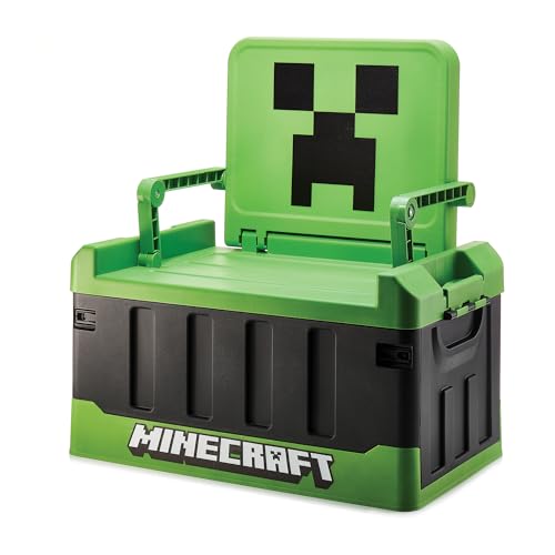 numskull Minecraft 2-in-1 Spielzeug-Aufbewahrungsbox & Klappstuhl - Gaming-Zubehör Organizer mit Deckel und Griffen für Familienzimmer, Offizielles Minecraft Merchandise von Numskull
