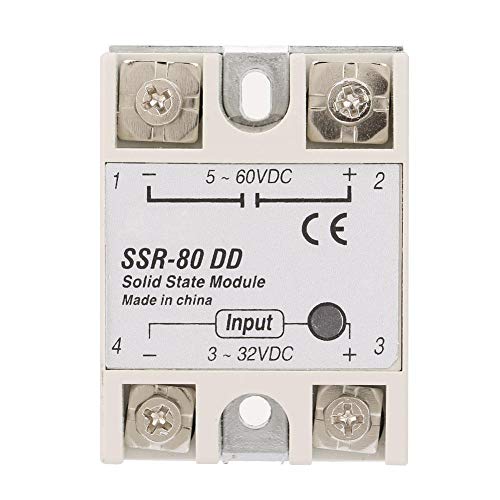 80A Halbleiterrelais, 3-32 VDC bis 5-60 V SSR-80DD, Schwingungsdämpfung für Ampeln Straßenlaternen Computer-Peripheriegerät Industrielle Automatisierungsgeräte von Nunafey