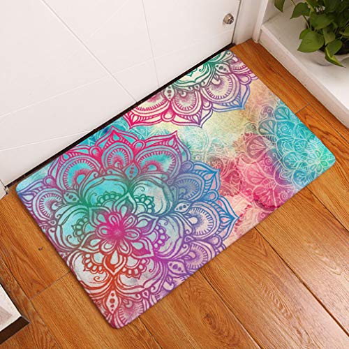 Nunbee Designer Fußmatte Anti Rutsch Unterlage Wasseraufnahme Teppich Praktische Schmutzfangmatte Haustür Flur Innenbereich Aussen Lustig Waschbar Weihnachten Katze, Mandala 1 50 * 80cm von Nunubee