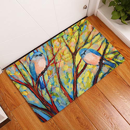 Nunbee Fußmatte Ölgemälde Vogel Designe Anti Rutsch Unterlage Wasseraufnahme Teppich Praktische Schmutzfangmatte Haustür Flur Innenbereich Aussen Lustig, Vogel4 50 * 80cm von Nunubee