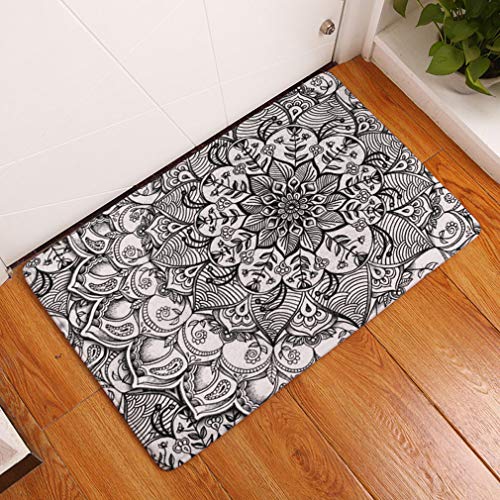 Nunbee Designer Fußmatte Anti Rutsch Unterlage Wasseraufnahme Teppich Praktische Schmutzfangmatte Haustür Flur Innenbereich Aussen Lustig Waschbar Weihnachten Katze, Mandala 3 50 * 80cm von Nunubee