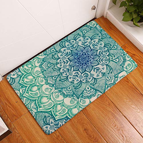 Nunbee Designer Fußmatte Anti Rutsch Unterlage Wasseraufnahme Teppich Praktische Schmutzfangmatte Haustür Flur Innenbereich Aussen Lustig Waschbar Weihnachten Katze, Mandala 7 50 * 80cm von Nunubee