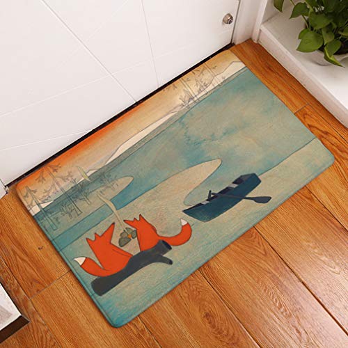 Nunbee Fußmatte Druck Designe Anti Rutsch Unterlage Wasseraufnahme Praktische Teppich Schmutzfangmatte Haustür Flur Innenbereich Aussen Lustig, Fox 1 40 * 60cm von Nunubee