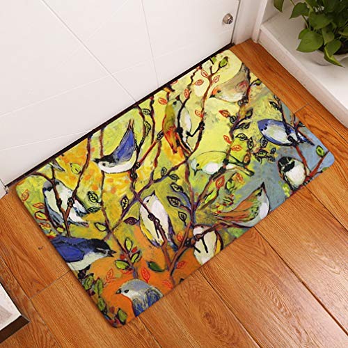 Nunbee Fußmatte Ölgemälde Vogel Designe Anti Rutsch Unterlage Wasseraufnahme Teppich Praktische Schmutzfangmatte Haustür Flur Innenbereich Aussen Lustig, Vogel6 50 * 80cm von Nunubee