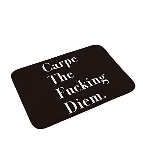 Nunbee Fußmatte Schwarz-Brief Designe Anti Rutsch Unterlage Wasseraufnahme Teppich Praktische Schmutzfangmatte Haustür Flur Innenbereich Aussen Lustig, Diem 40 * 60cm von Nunubee