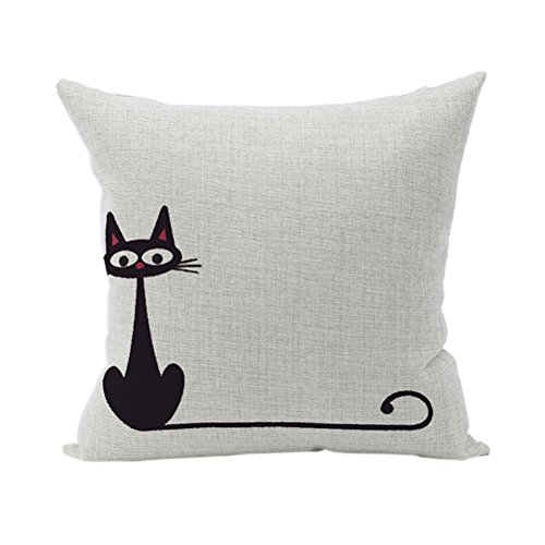 Nunube Tiere Bettwäsche aus Baumwolle Dekorative Kissenbezug für Sofa Bett Auto Schwarze Katze Stil 3 von Nunubee
