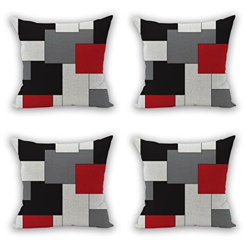 Nunubee Set of 4 Cushion Cover Network Colorblock Bohemia Geometric Decorative Scandinavian Sofa Bedroom Pillowcase Sofa, Style 1 45X45Cm' von Nunubee