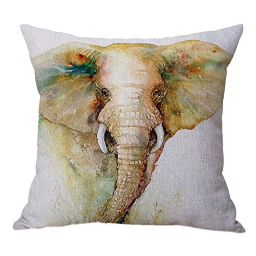 Nunubee Baumwolle Leinen Kissenbezug 45 x 45 cm Kissen-Überzug, Kissenhülle, Elefant-Dekoration, Leinen, Elephant 6, 18*18Inch Nunubee Baumwolle Leinen Kissenbezug 45 x 45 cm Kissen-Überzug, Kissenhülle, Elefant-Dekoration, Leinen, Elephant 6, 18*18Inch von Nunubee
