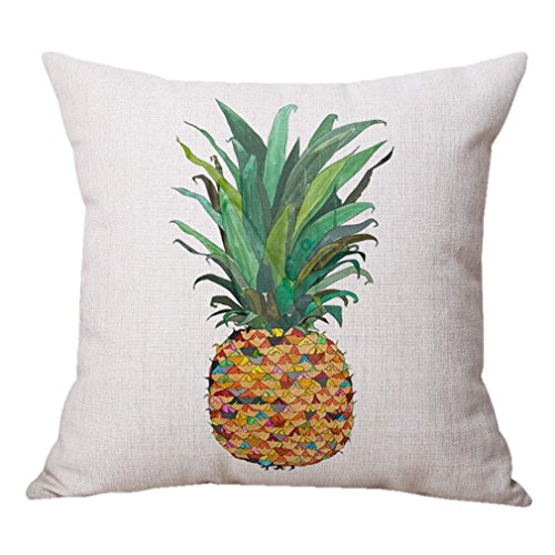 Nunubee Baumwolle Leinen Kissenbezug 45 x 45 cm Kissen-Überzug, Kissenhülle, Sofa Dekoration, Ananas, Leinen, Pineapple 1, 18*18Inch von Nunubee