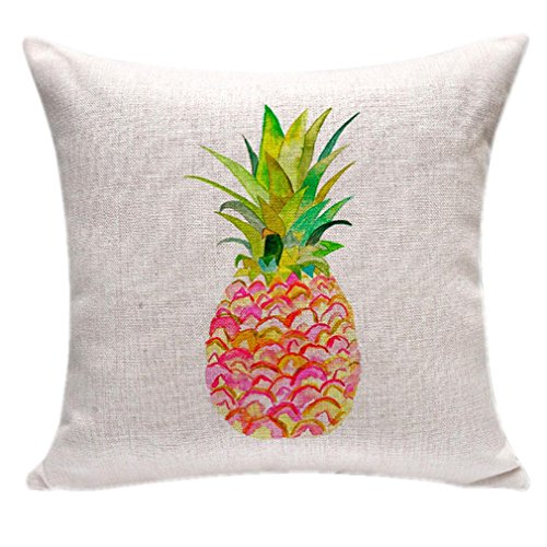 Nunubee Baumwolle Leinen Kissenbezug 45 x 45 cm Kissen-Überzug, Kissenhülle, Sofa Dekoration, Ananas, Leinen, Pineapple 11, 18*18Inch von Nunubee