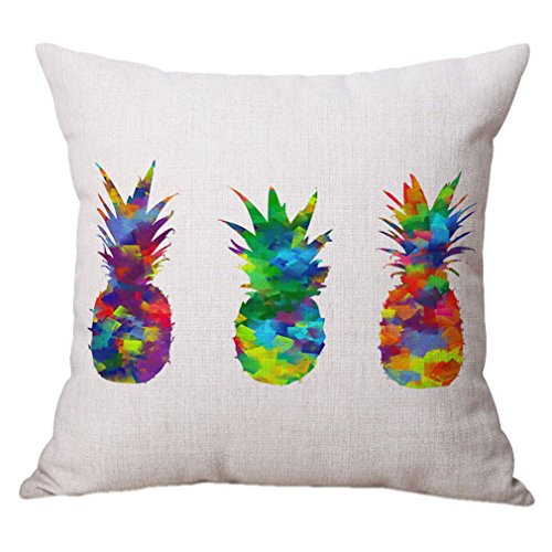 Nunubee Baumwolle Leinen Kissenbezug 45 x 45 cm Kissen-Überzug, Kissenhülle, Sofa Dekoration, Ananas, Leinen, Pineapple 13, 18*18Inch von Nunubee