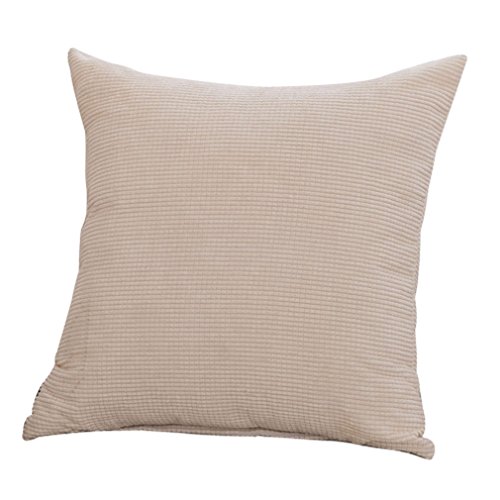 Nunubee Corduroy Baumwolle 43*43cm Kissenhülle Platz Kissenbezug Dekorative Kissenbezüge Dekokissen Kord Sofakissen,Beige weiß von Nunubee