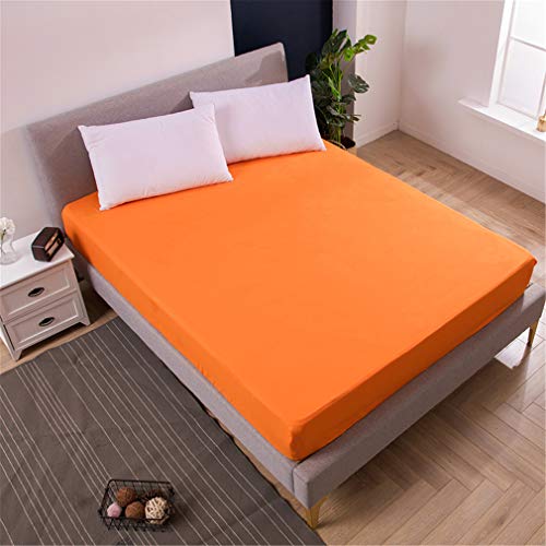 Nunubee Jersey Stretch Spannbetttuch Spannbettlaken Polyester Baumwolle Bettlaken Matratzenhöhe max.25cm (80 x 200 cm,Orange) von Nunubee