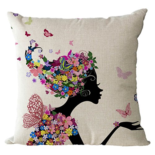 Nunubee Karikatur Kissenbezüge Mädchen und Blumen 45 x 45 cm Leinen Zierkissenbezüge Dekorative Kissenbezug Dekokissen Sofakissen Lendenkissen Wurfkissenbezug Kissenhülle, Modell 4 Nunubee Karikatur Kissenbezüge Mädchen und Blumen 45 x 45 cm Leinen Zierkissenbezüge Dekorative Kissenbezug Dekokissen Sofakissen Lendenkissen Wurfkissenbezug Kissenhülle, Modell 4 von Nunubee