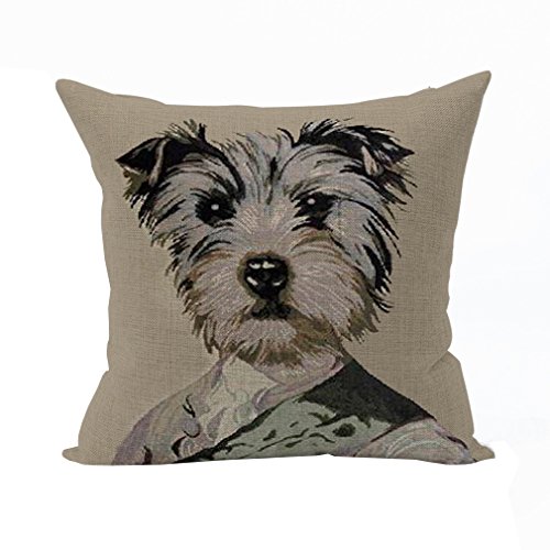 Nunubee Kissenbezug Baumwoll-Leinen 45 x 45 cm Sofa-Dekoration Hund, Baumwoll-Leinen, Brown Cute Dog, 45cm*45cm/17.55"*17.55" von Nunubee