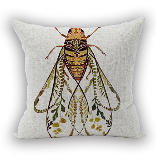 Nunubee Kissenhülle, Deko, skandinavisches Sofa, Dekoration, Insekten, weiße Flügel, 45 x 45 cm von Nunubee