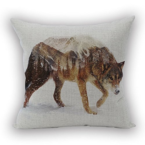 Nunubee Kissenhülle, Dekoration, für Sofa, skandinavische Dekoration, Wolf, 45 x 45 cm von Nunubee