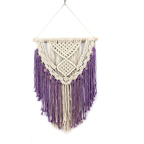 Nunubee Makramee Woven Wandbehang Boho Chic Bohemian Home Geometric Art Decor - Schöne Wohnungs-Schlafsaal-Raumdekoration, 45cm (W) × 66cm (L) (Beige und (Lila)) von Nunubee