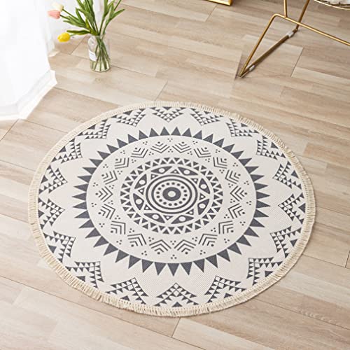 Nunubee Nordic Cotton and Line Pad Ethnic Wind Round Carpet Door Pads In The Bedroom Bedroom Anti-Skisting Putsia 150Cm Yunshi-Jane Grey von Nunubee