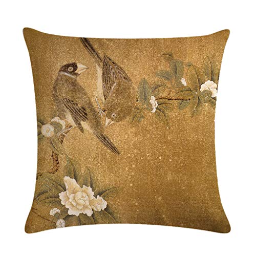 Nunubee Retro Vögel und Blumen Square Throw Pillow Cover Dekorative Kissenbezug 18 x 18 Zoll - Nr. 8 von Nunubee