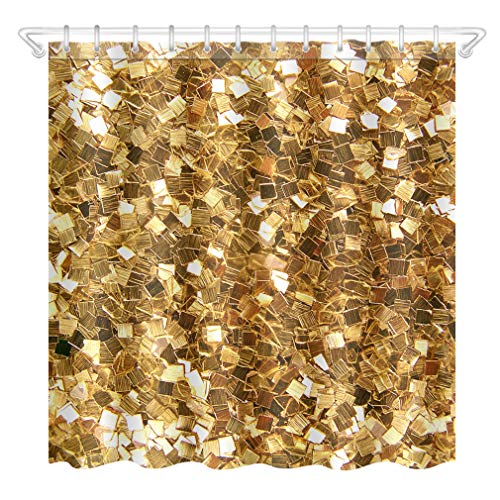 Nunubee Schmutzfangmatte Waschbar Goldener Glitzer Indoor Fußmatte Mikrofaser Super Absorbent Water Fußabstreifer Rutschfester Gummi-Einstiegsteppich - 40 x 60 cm von Nunubee