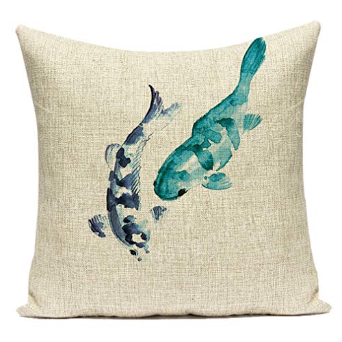 Nunubee Schöne Kleine Fisch Muster Sofa Kissenbezug Quadratische Kissenbezug Home Decoration Einteiliges Set 45X45Cm # 2 von Nunubee