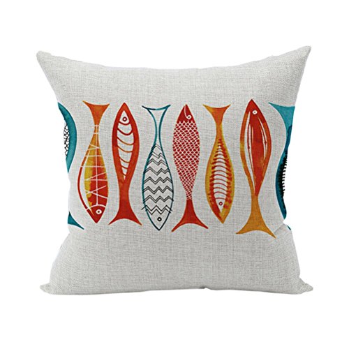 Nunubee Tier Kissenbezug Dekokissen Haus Dekoration weich Quadrat Sofa Kissen Fisch 2 von Nunubee