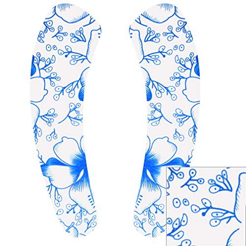 Nunubee WC Abdeckung Cover, Toilettenmatte Aufkleber WC Sitzauflage Toiletten Abdeckung mehrmaligem Waschbar WC Sitz Cover 2 Sätze (Weiße blaue Blume) von Nunubee