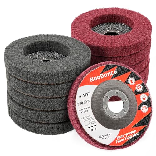 NuoDunco 10 Stück 320 & 600 Körnung Scheuerschleifscheibe 11,4 cm Winkelschleifer Aufsatz für Metall und Holz Scheuerschwamm Polieren Schleifscheibe Farbe Rost Entferner Rad von NuoDunco