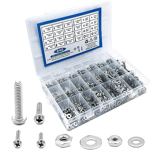 840 Stück 4-40# 6-32# 8-32# 10-24 Mutter und Bolzen Kombinationssatz 304 Edelstahl Kombinationsmutter und Bolzenschraube Unterlegscheibe 840 Stück 4-40# 6-32# 8-32# 10-24 Mutter und Bolzen Kombinationssatz 304 Edelstahl Kombinationsmutter und Bolzenschraube Unterlegscheibe von Nuofany