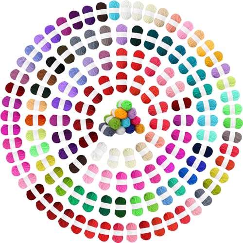 Nuogo Acrylgarn zum Stricken, Großpacken, Acrylgarn zum Stricken, 4370 Meter, Acrylgarn, Mini-weiche Häkelknäuel, mehrfarbig für Handwerk und Häkeln, Projektion, Erwachsenen-Anfänger-Set (mehrfarbig) von Nuogo