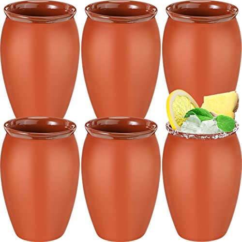 Nuogo Cantaritos De Barro Mexicanos Mini Cantaritos Shooters Pottery Cocktailgläser für Tequila, Margaritas, Mojitos, mexikanische Jarritos De Barro Mexicanos, Taco Tuesday Cocktailbecher, 340 ml, 6 von Nuogo