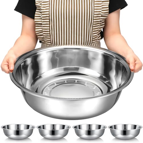 Nuogo Edelstahl-Rührschüsseln, Metall-Rührschüsseln, extra großes Becken, Salatbecken, tiefer Rand, spülmaschinenfest, Spiegel-Finish für Zuhause und Gewerbe, Silber, 45,7 cm, 16 Qt, 4 Stück Nuogo Edelstahl-Rührschüsseln, Metall-Rührschüsseln, extra großes Becken, Salatbecken, tiefer Rand, spülmaschinenfest, Spiegel-Finish für Zuhause und Gewerbe, Silber, 45,7 cm, 16 Qt, 4 Stück von Nuogo