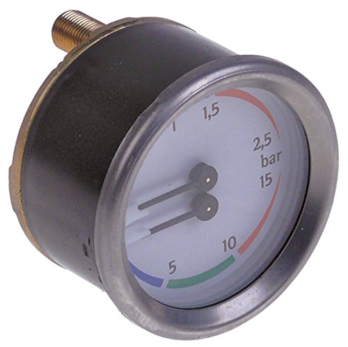 Nuova Simonelli Manometer für Aurelia-2GR, MAC2000, Aurelia-4GR, Beach 0-2,5/0-15bar Anschluss rückseitig ø 60mm 1/8' Doppelskala Nuova Simonelli Manometer für Aurelia-2GR, MAC2000, Aurelia-4GR, Beach 0-2,5/0-15bar Anschluss rückseitig ø 60mm 1/8' Doppelskala von Nuova Simonelli