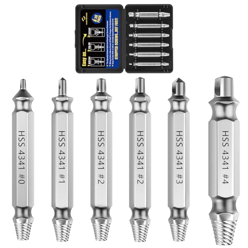Nuovoware Schraubenausdreher Set, 6 PCS Broken Screw Extractor Kit, Allzweck HSS 4341 Schraubendreher Set, Einfach Aus Beschädigt Schrauben Muttern Bolzen Werkzeuge für Heimwerker Reparaturen, Silber von Nuovoware