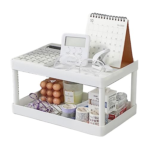 Nupaque Tisch-Ausstellungsregal für Kleinigkeiten | Doppelschichtiges Desktop-Organizer-Rack | Badezimmer-Thekenorganisation, tragbarer Schreibtisch-Regal-Organizer für Tischaufbewahrung, Badezimmer von Nupaque