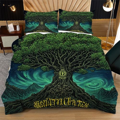 Nuphtun Bettwäsche 135 x 200 cm GrüNer Baum, Wendemotiv Bettbezug 135 x 200 mit Reißverschluss, 3D Effekt Bettwäsche-Sets Kinder Einzelbett + 2 Kissenbezug von Nuphtun