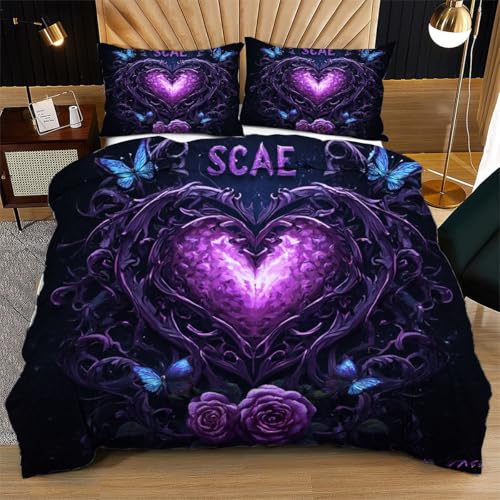 Nuphtun Bettwäsche 155 x 200 cm Lila Verschlungenes Herz, Weich Mikrofaser Kinderbettwäsche Set Jungen Mädchen Einzelbett, Bettbezug Set mit Reißverschluss und 2 Kissenbezug 80x80 cm von Nuphtun